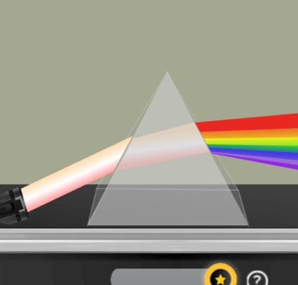 the splitting of white light into seven spectrum colors